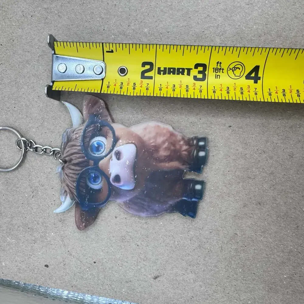 Cute Cartoon Highland Cow Acrylic Keychain or Ornament